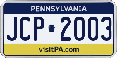 PA license plate JCP2003