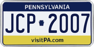 PA license plate JCP2007