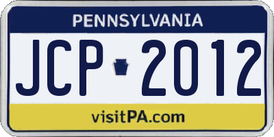 PA license plate JCP2012