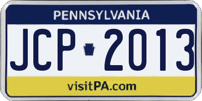 PA license plate JCP2013