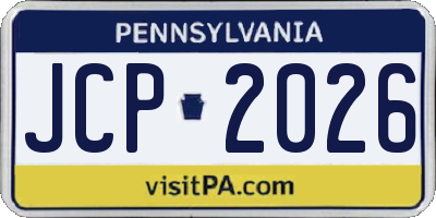 PA license plate JCP2026