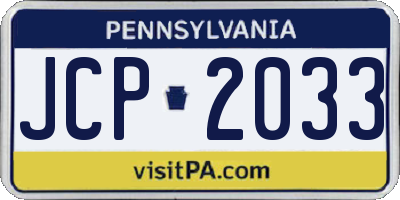 PA license plate JCP2033