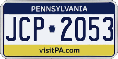 PA license plate JCP2053