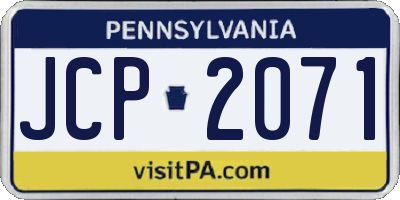 PA license plate JCP2071