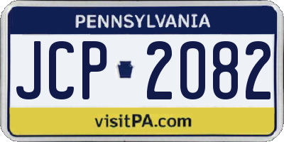 PA license plate JCP2082