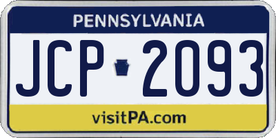 PA license plate JCP2093