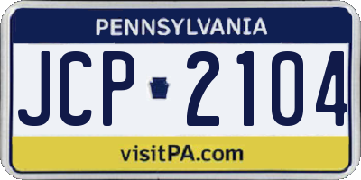 PA license plate JCP2104