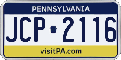 PA license plate JCP2116