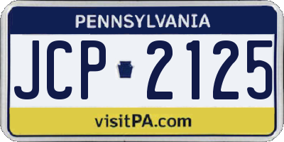 PA license plate JCP2125