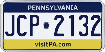 PA license plate JCP2132
