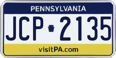 PA license plate JCP2135