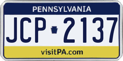 PA license plate JCP2137