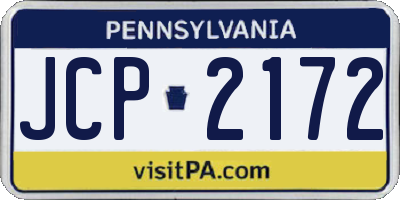 PA license plate JCP2172