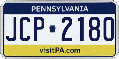 PA license plate JCP2180