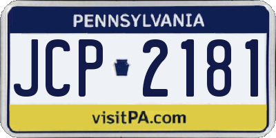 PA license plate JCP2181