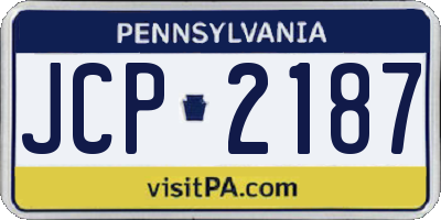 PA license plate JCP2187