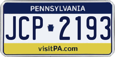 PA license plate JCP2193