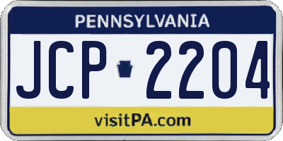 PA license plate JCP2204