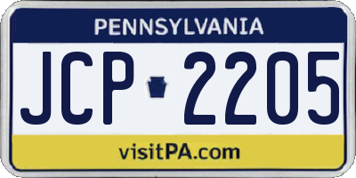 PA license plate JCP2205