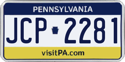 PA license plate JCP2281