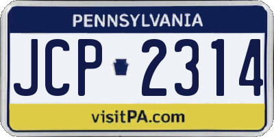 PA license plate JCP2314