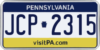 PA license plate JCP2315