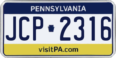 PA license plate JCP2316