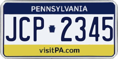PA license plate JCP2345