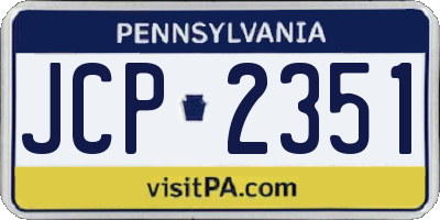 PA license plate JCP2351