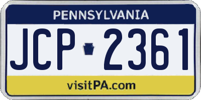 PA license plate JCP2361