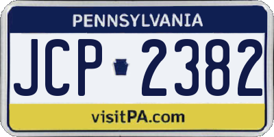 PA license plate JCP2382