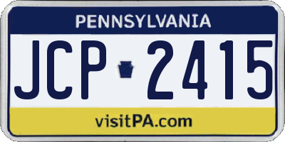 PA license plate JCP2415