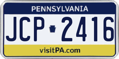 PA license plate JCP2416