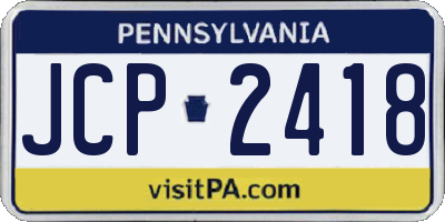 PA license plate JCP2418