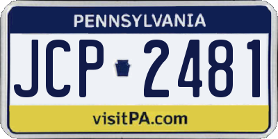 PA license plate JCP2481