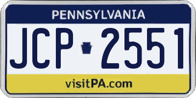PA license plate JCP2551