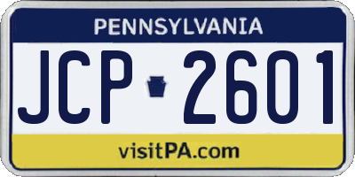 PA license plate JCP2601