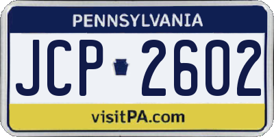 PA license plate JCP2602
