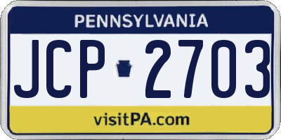 PA license plate JCP2703