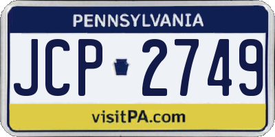 PA license plate JCP2749