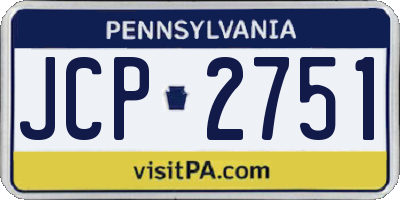 PA license plate JCP2751
