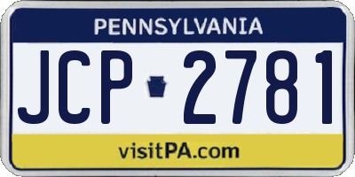PA license plate JCP2781