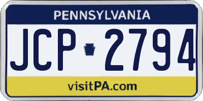 PA license plate JCP2794