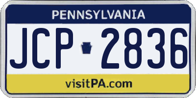 PA license plate JCP2836