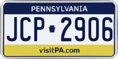 PA license plate JCP2906