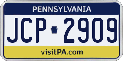 PA license plate JCP2909