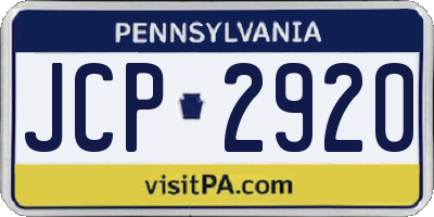 PA license plate JCP2920