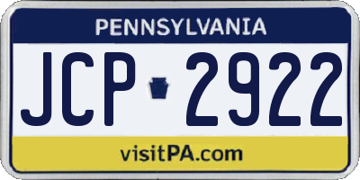 PA license plate JCP2922
