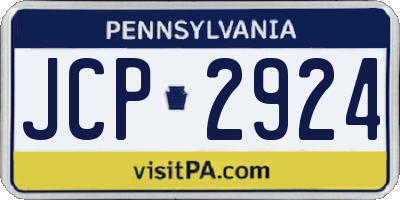 PA license plate JCP2924