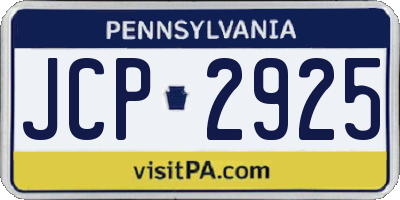 PA license plate JCP2925